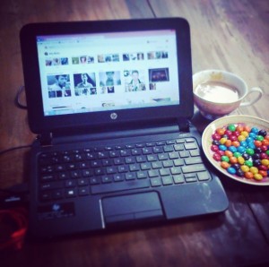 M&Ms and tea cup