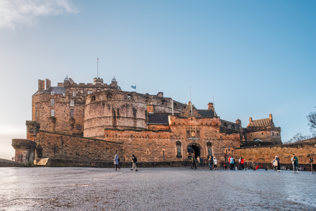 Edinburgh, Scotland - January 22nd 2024: The front of Edinburgh Castle on a sunny day