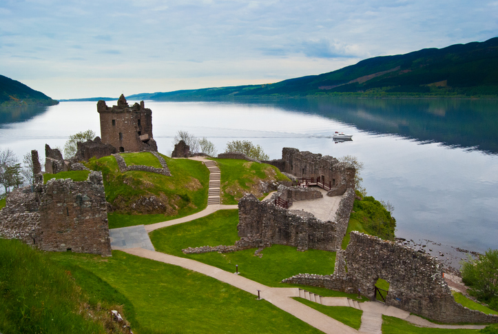 famous Urquhart Castle at Loch Ness in Scotland